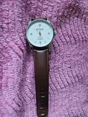 Brown Leather Strap Men's Watch - White Dial